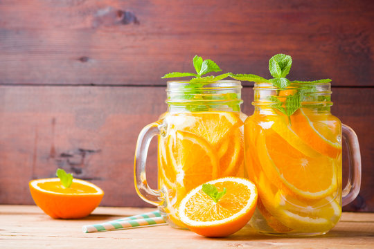 This is a picture of non alcoholic drink called Mason Jar Citrus Coolers.