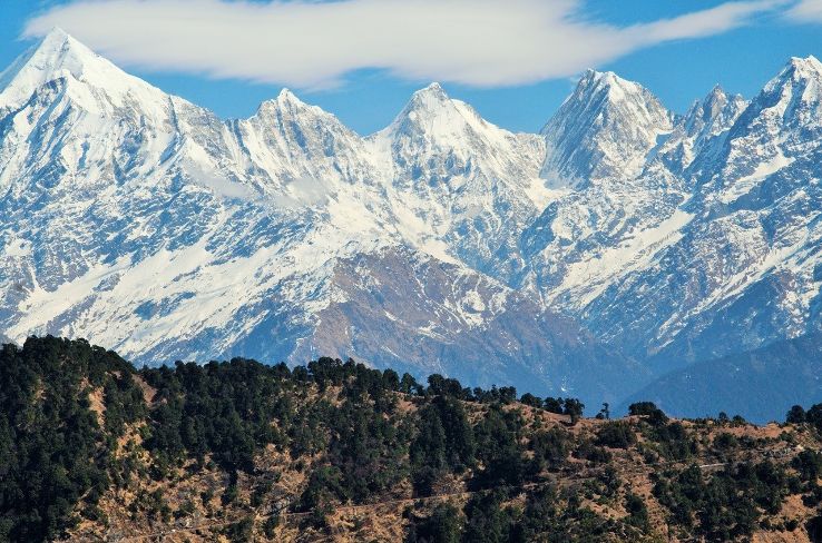 snow-capped himalayan mountain range.