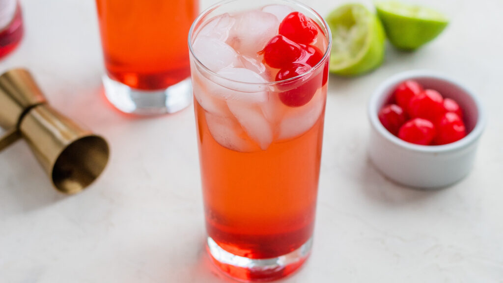 This is a picture of a refreshing drink called  Shirley Temple .  
