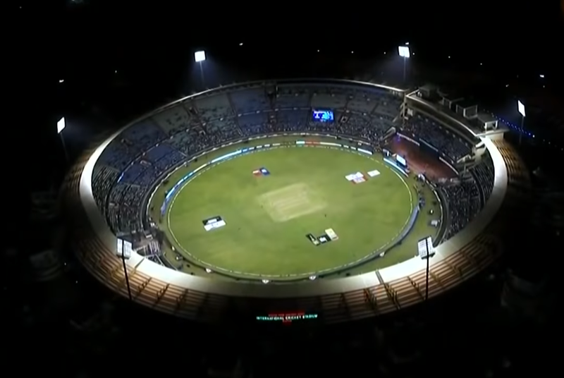 Interior Drone View of The Shaheed Veer Narayan Sing International Cricket Stadium 