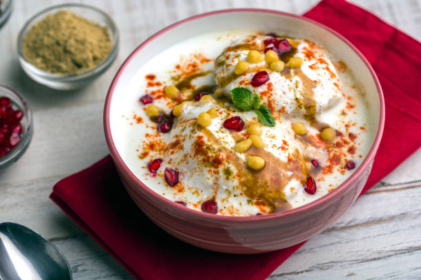 indian snack dahi vada served in a bowl