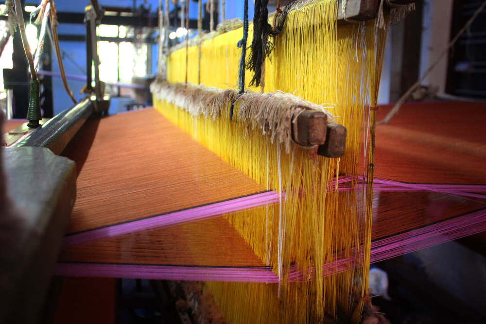 A picture of the handloom making procedure in Kannur which is also called as the Land of Looms and Lore.