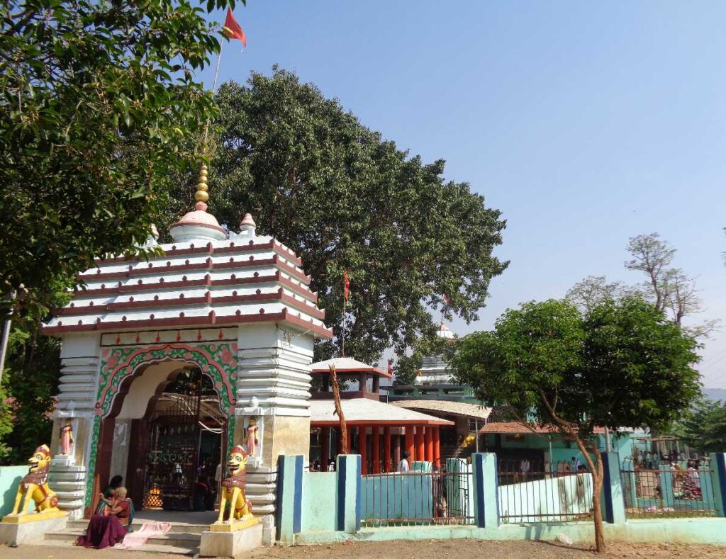 Morning view of maa majhighariani Tample .Entry gate of  maa majhighariani tample.