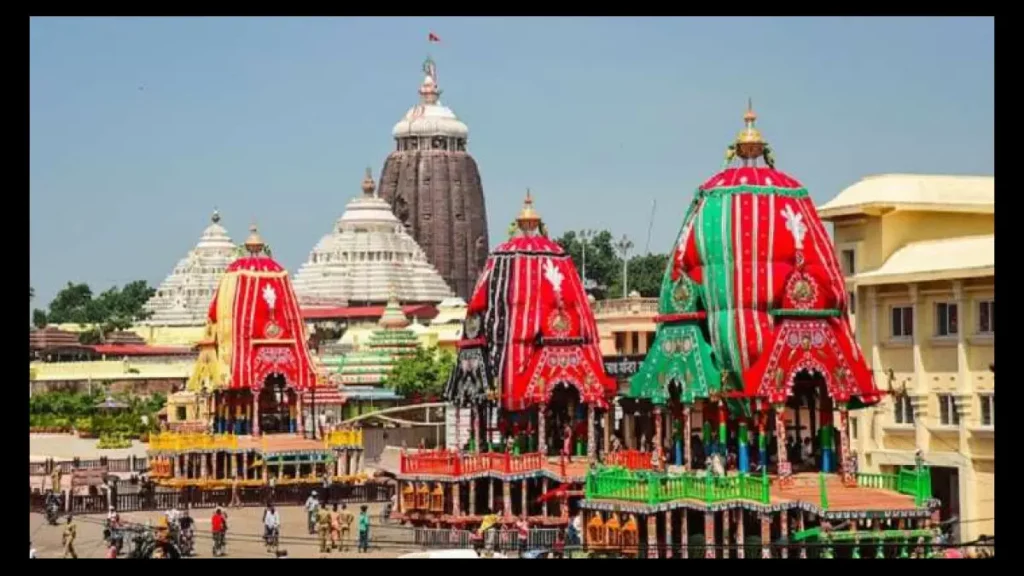 puri- Jaganath Dham .This picture is related to the car festival time .in which three cars are ready to relocate from srimandir to gundicha temple .