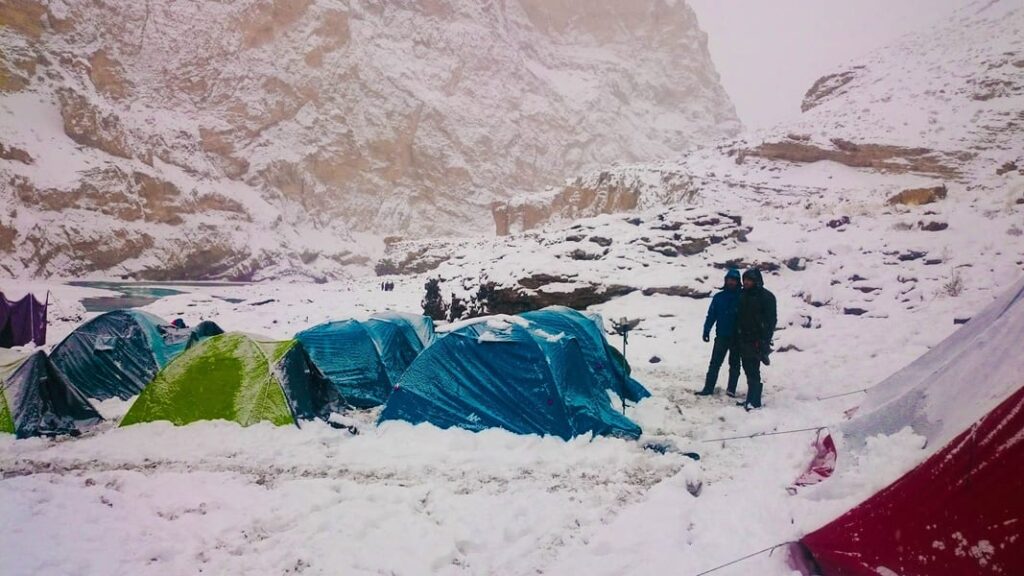 Camping in a snowy location