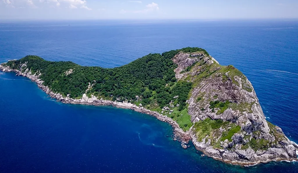Drone view of  snake island or Ilha da Queimada Grande