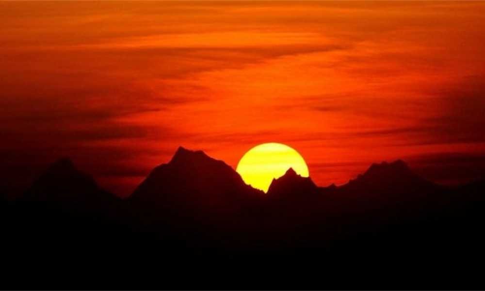 View of sunrise behind from the mountains in Dong valley, Andhrapradesh