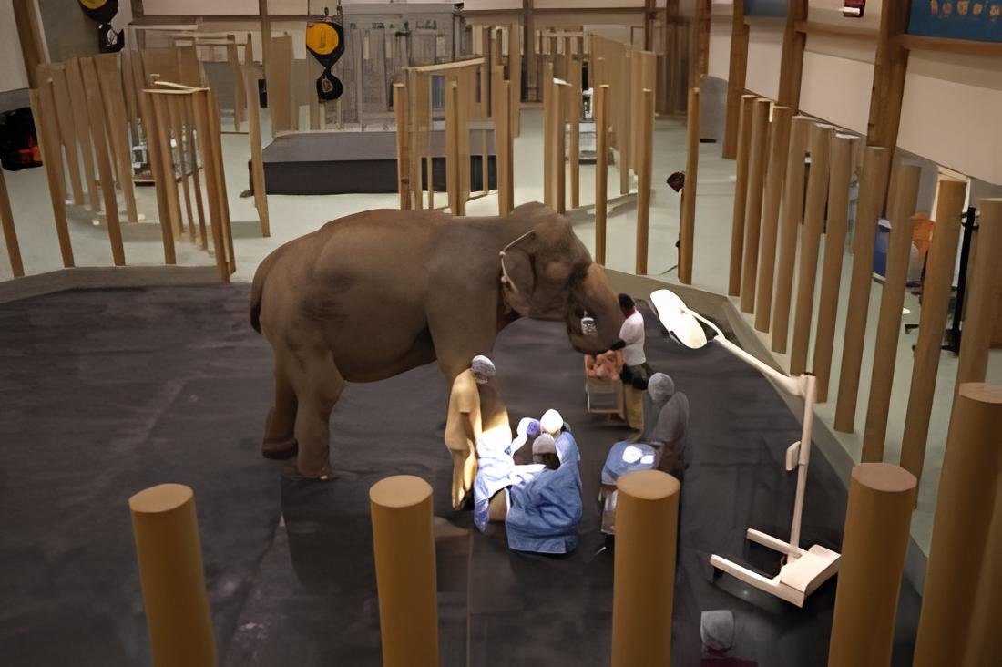 AN RESCUED ELEPHANT ON HIS
REGULAR CHECKUP