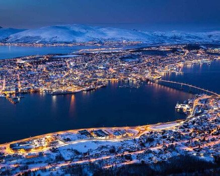 norway winter night view