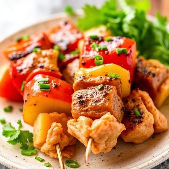 The image is meant to showcase Kebabs Melt in the Mouth, highlighting their tenderness, vibrant presentation, and delicious combination of grilled veggies and perfectly cooked pieces. It visually communicates the appeal, flavor, and texture of these kebabs